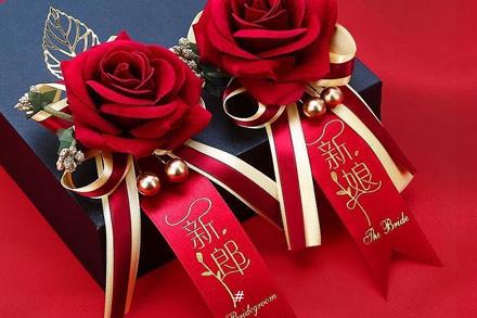 婚庆结婚胸花新郎新娘胸花襟花一套创意婚礼用品仿真迎亲胸花